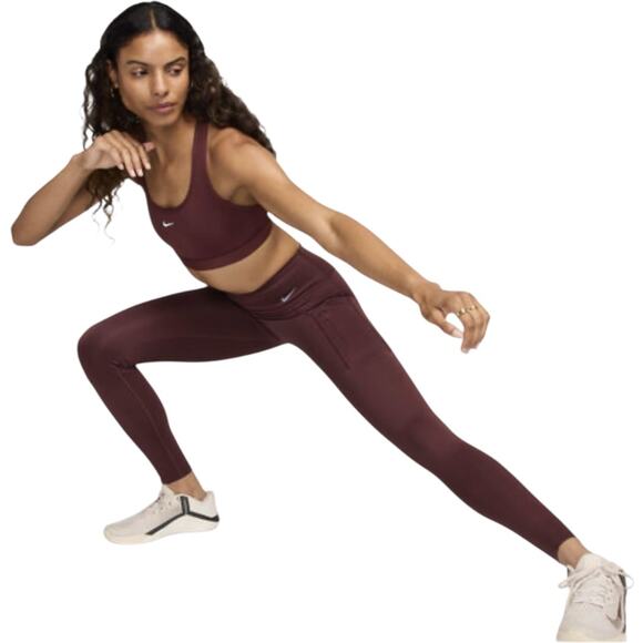NWOT Burgundy Nike Go Firm High Support Pockets Hight Waist 7/8 Leggings size XS - Picture 1 of 11